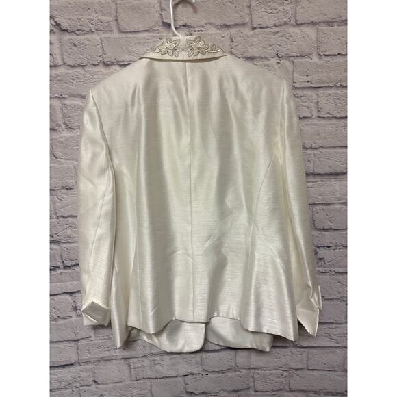 Suit Studio White Embroidered Lapel Button Up Formal Blazer Suit Jacket SZ 16W - Picture 3 of 5